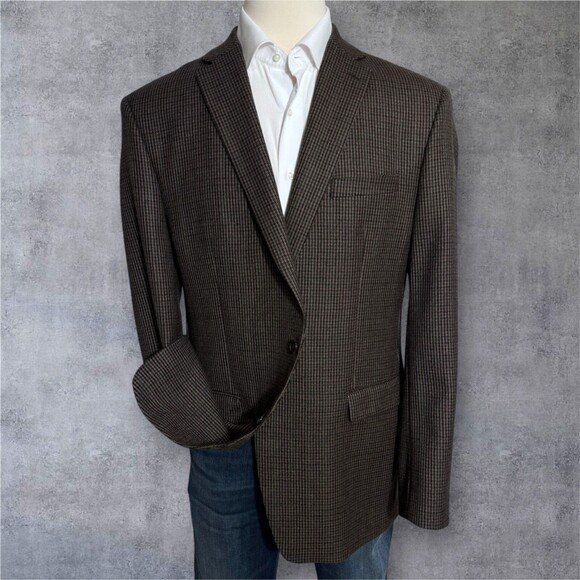 $398 RALPH LAUREN Mens Blazer Sport Coat Two Button Jacket 46L WOOL Brown Suits - Picture 3 of 14